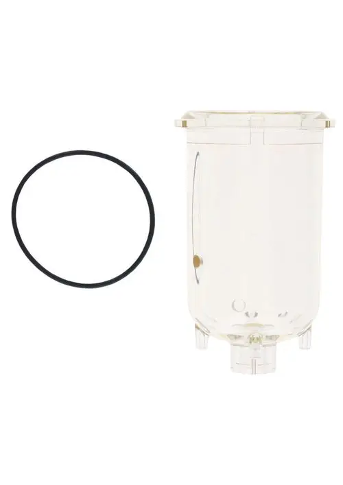 Transparente Filterglocke mit schwarzem Dichtungsgummi, geeignet für die Verwendung mit Judo-Produkten.